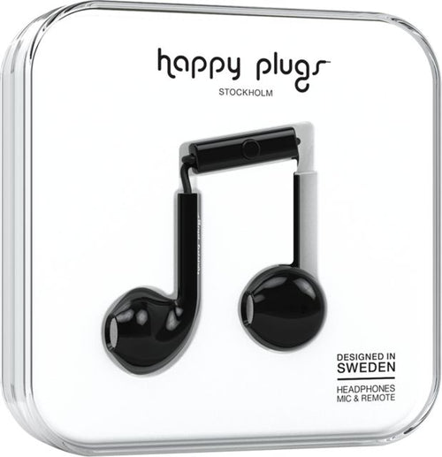 Happy Plugs Earbuds Plus with Mic - Black  - ONLINE ONLY