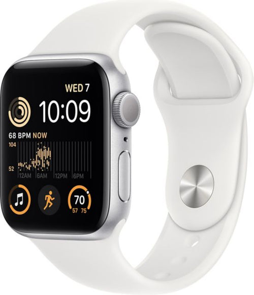 Apple Watch SE GPS 40mm Silver Aluminum Case with White Sport Band - M/L - ONLINE ONLY